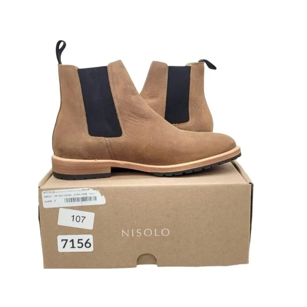 Nisolo Marco Everyday Chelsea Boot Tobacco Men’s 8 Leather Slip On Ankle Boots